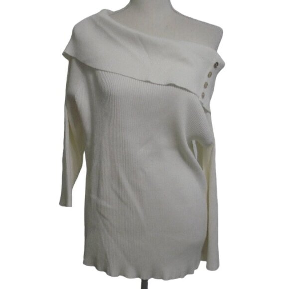 TOMMY HILFIGER Sweater Women's Size XXL White Ribbed Off-the-Shoulder Ivy NWT - Picture 11 of 11